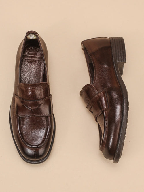 BALANCE Calfskin Leather Loafers | ACCESSORIES & FOOTWEAR Urban Edit coffee